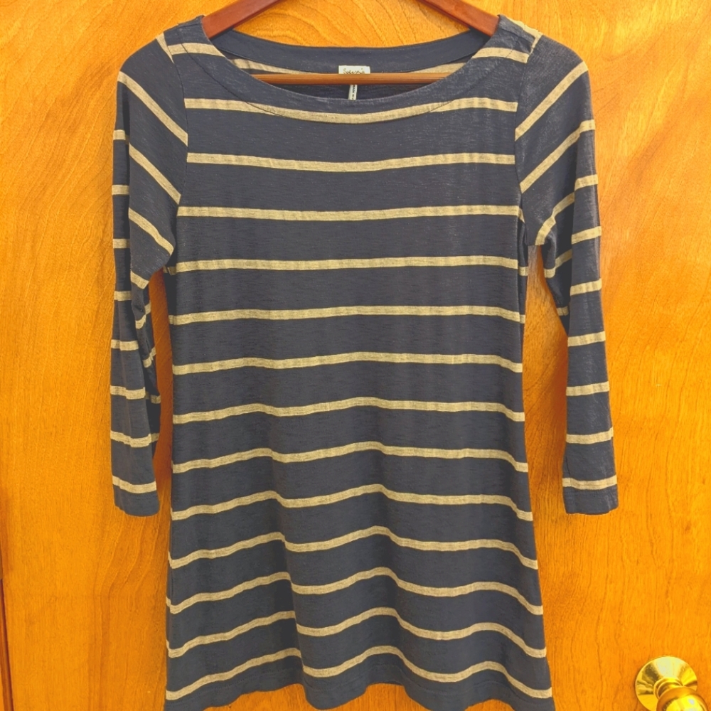 Splendid blue and gray stripe soft cotton 3/4 length sleeve tee size XS